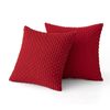 Catzon 2 Pcs Throw Pillow Covers Soft Striped Corduroy Cushion Case for Couch 45X45cm-Red