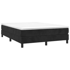 vidaXL Box Spring Bed with Mattress Bedstead Double Bed Black Queen Size Velvet