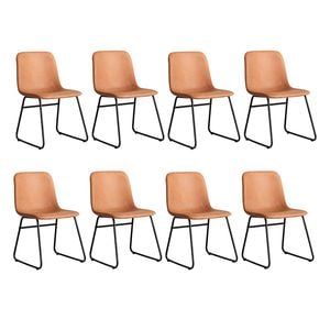 Levede 8pcs Vintage-Style PU Leather Dining Chairs - Brown