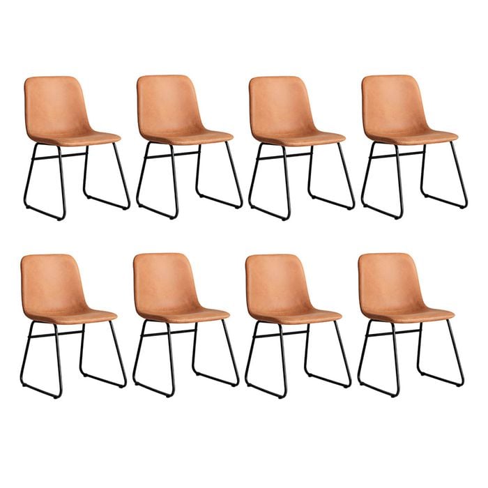Levede 8pcs Vintage-Style PU Leather Dining Chairs - Brown