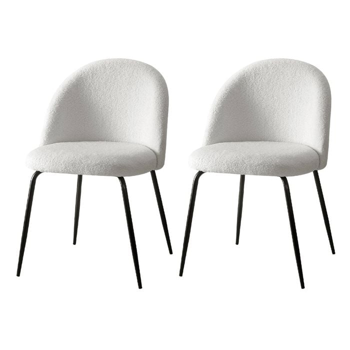 Artiss Dining Chairs Sherpa Boucle Upholstered Set Of 2 White