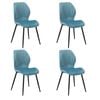 Oikiture Set of 4 Dining Chairs Upholstered Velvet Blue
