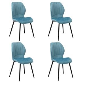 Oikiture Set of 4 Dining Chairs Upholstered Velvet Blue