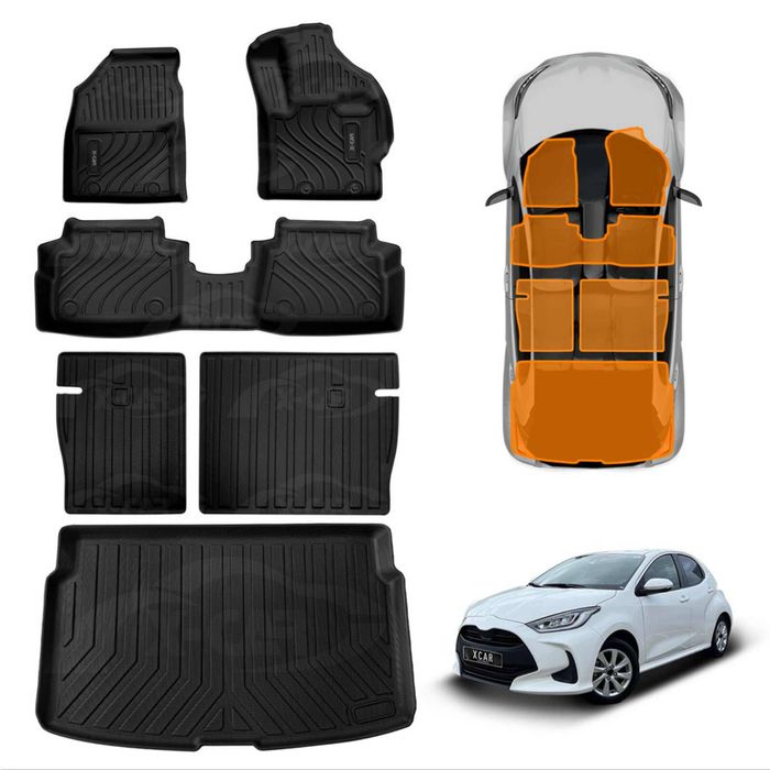Floor Mats Boot Liner for Toyota Yaris Hatch 2020-Onwards Car Cargo Kick Back Seat Cover