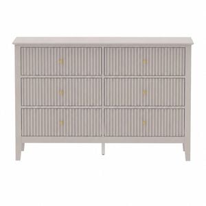 Zara Fluted 6 Drawer Chest - Stone