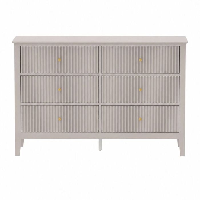 Zara Fluted 6 Drawer Chest - Stone