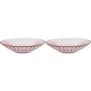 2x LVD Glass Dish Serve Plate Decorative Home/Dining Tableware Large Plum/Gold