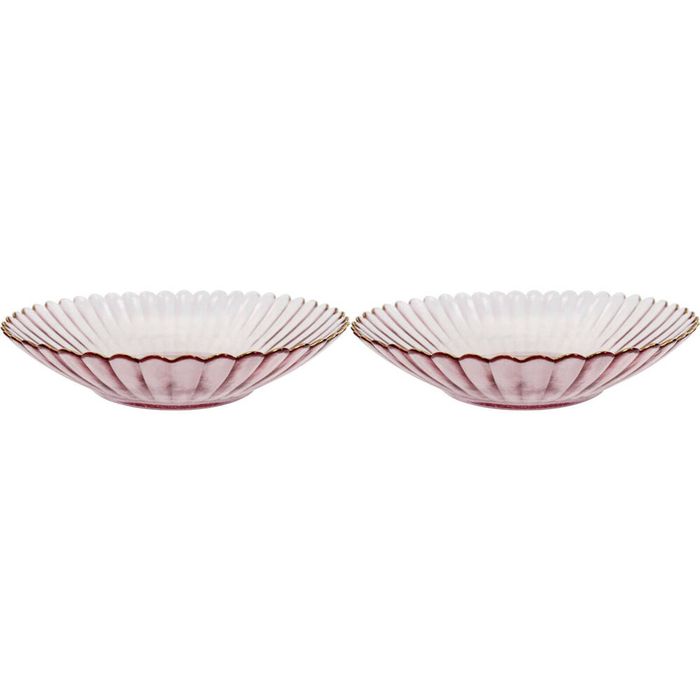 2x LVD Glass Dish Serve Plate Decorative Home/Dining Tableware Large Plum/Gold
