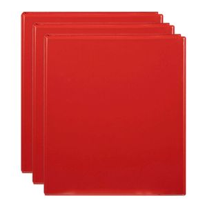 3x Marbig Clearview 4 D-ring Insert Binder A4 File 38mm Document Organiser Red