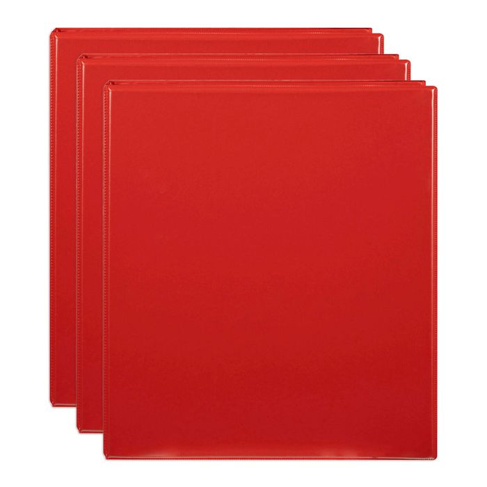 3x Marbig Clearview 4 D-ring Insert Binder A4 File 38mm Document Organiser Red