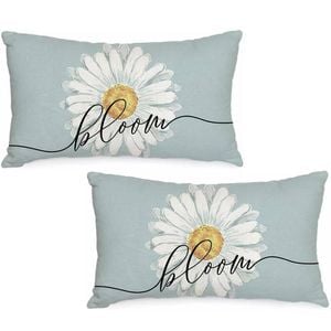Catzon 2 Pcs Summer Lumbar Pillow Covers Linen Pillowcase for Home Decor-Set 46