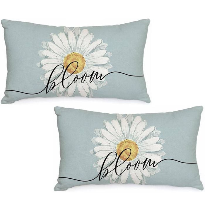 Catzon 2 Pcs Summer Lumbar Pillow Covers Linen Pillowcase for Home Decor-Set 46