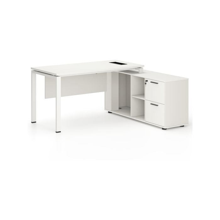 Emery 160cm L-shaped Executive Desk White