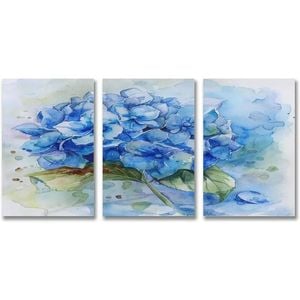 3 Set of Blue Hydrangea Floral Art Print 100% Australian Made 3 x 60x90cm  (Stretched)