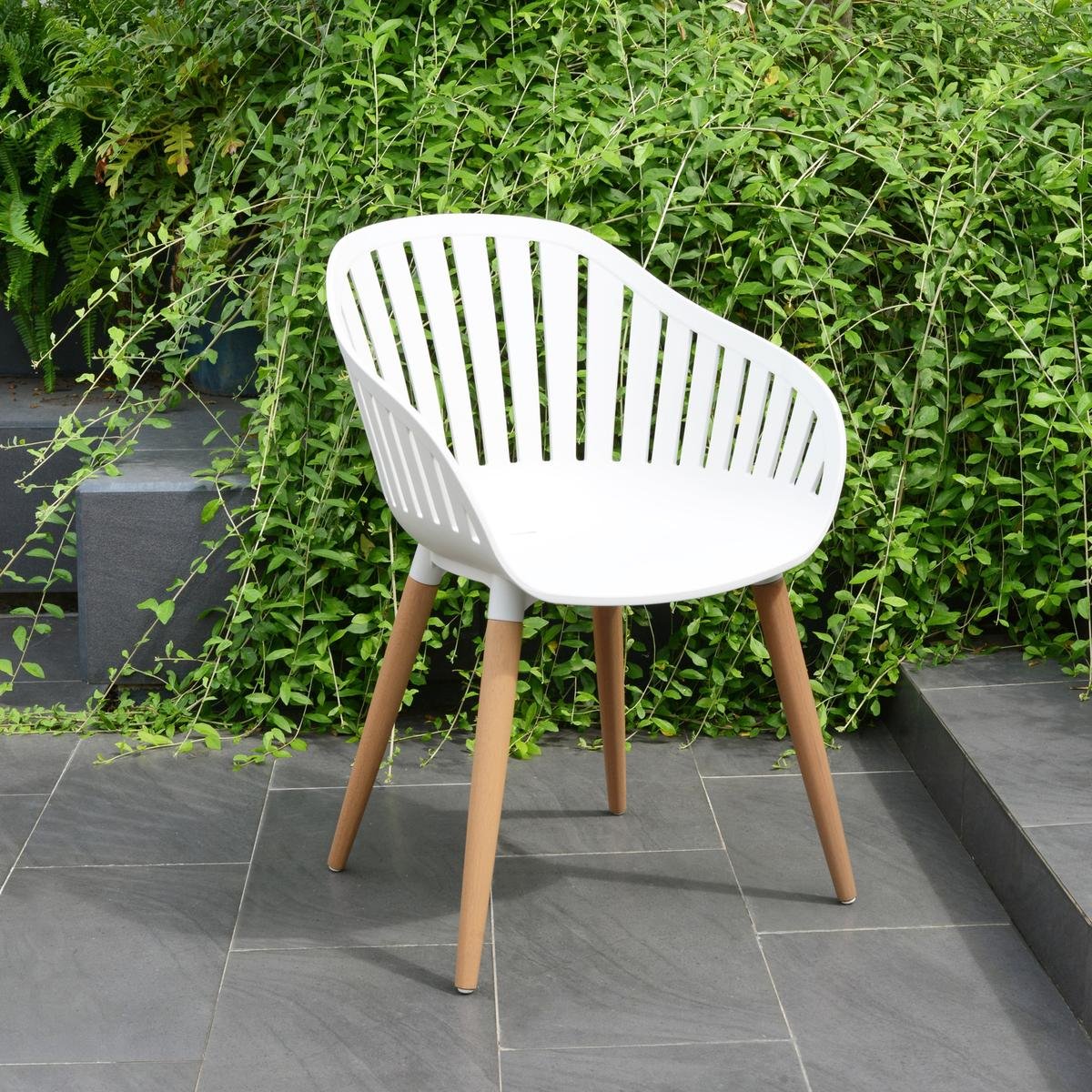 Mimosa White Cannes Carver Plastic Dining Chair Bunnings Australia