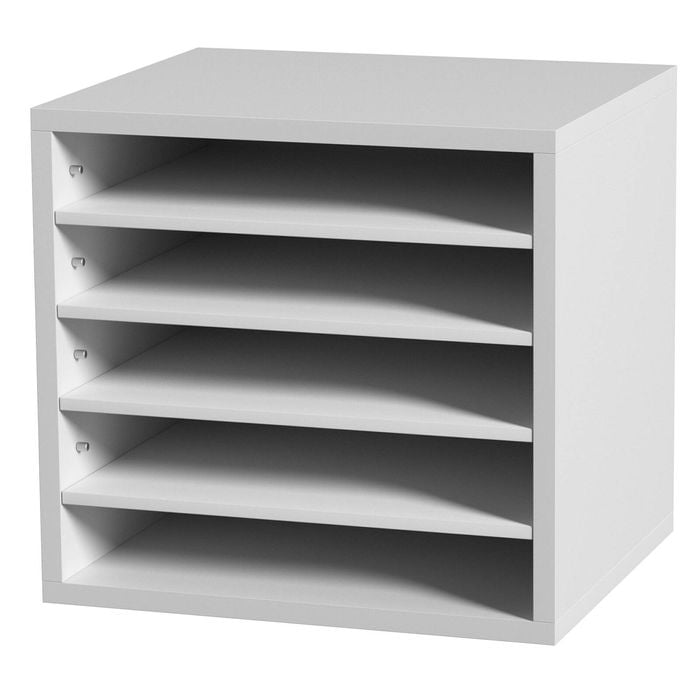 VEVOR Wood Literature Organizer White Adjustable File Sorter 5 Compartments