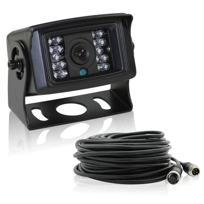 Elinz 4 PIN Heavy Duty 12V 24V CCD IR Reversing Camera 10M with built-in Microphone - Black | Wired Transmission | 10m cable
