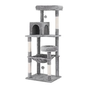 i.Pet Cat Tree 143cm Tower Scratching Post Scratcher Condo House Grey