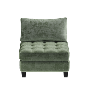 Ufurniture Armless Sofa Chenille Modular Lounge Couch with Large Cushion Single Sofa Green