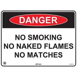 Pinnacle Signage 400 x 300mm Danger No Smoking/Naked Flames/Matches Sign