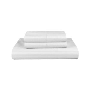 Dreamfields Double White 1000TC Microfibre 1cm Stripe Soft Quilt Doona Duvet Cover Set