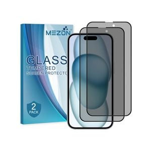 2 Pack MEZON iPhone 15 (6.1") Privacy Anti-Spy Full Cover Tempered Glass