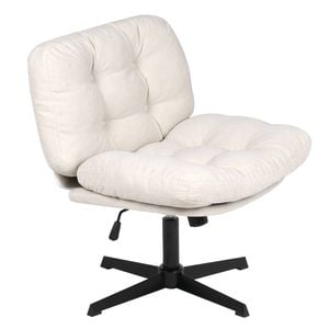 Advwin Ergonomic Cross Legged Chair Office Chair Desk Chair Armless Criss-Cross Chair Swivel Vanity Chair Beige
