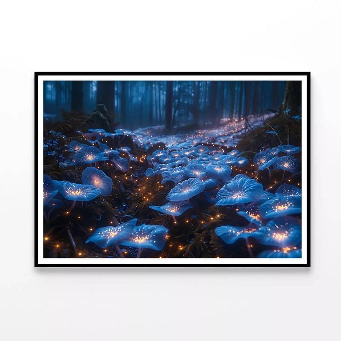 Glowing Mushrooms and Flowers  Print 100% Australian Made 90x60cm  (Poster)