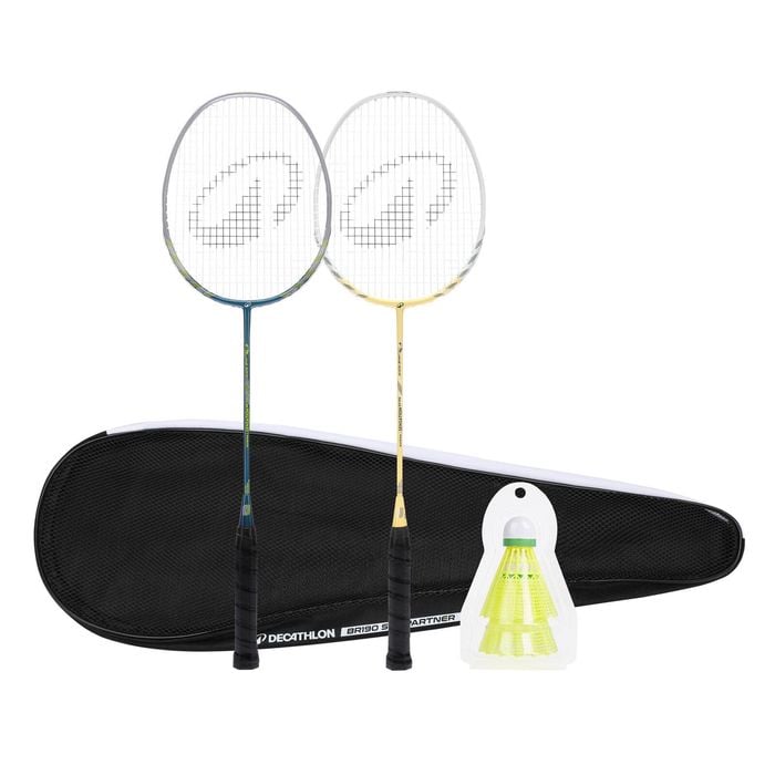 Decathlon - Adult Badminton Racket Br 190 Set Partner Green Beige - One Size
