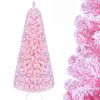 Costway 180cm Flocked Fir Christmas Tree Artificial Xmas Tree w/570 Full Branch Tips 220 LEDs-Pink