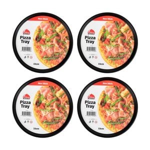4PK Culinary Kitchen Non-Stick Round Pizza Crisp Baking Pan Tray 32cm
