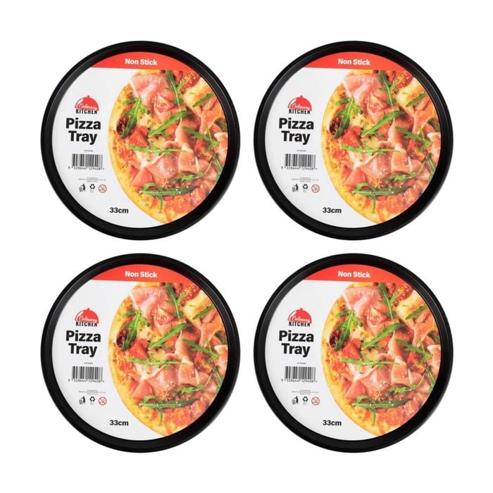 4PK Culinary Kitchen Non-Stick Round Pizza Crisp Baking Pan Tray 32cm