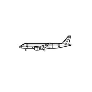 Ignite Laser Embraer E190-E2 - Next-Generation Regional Jet Silhouette Metal Wall Art Rustic Metal 47 inch - 120 cm
