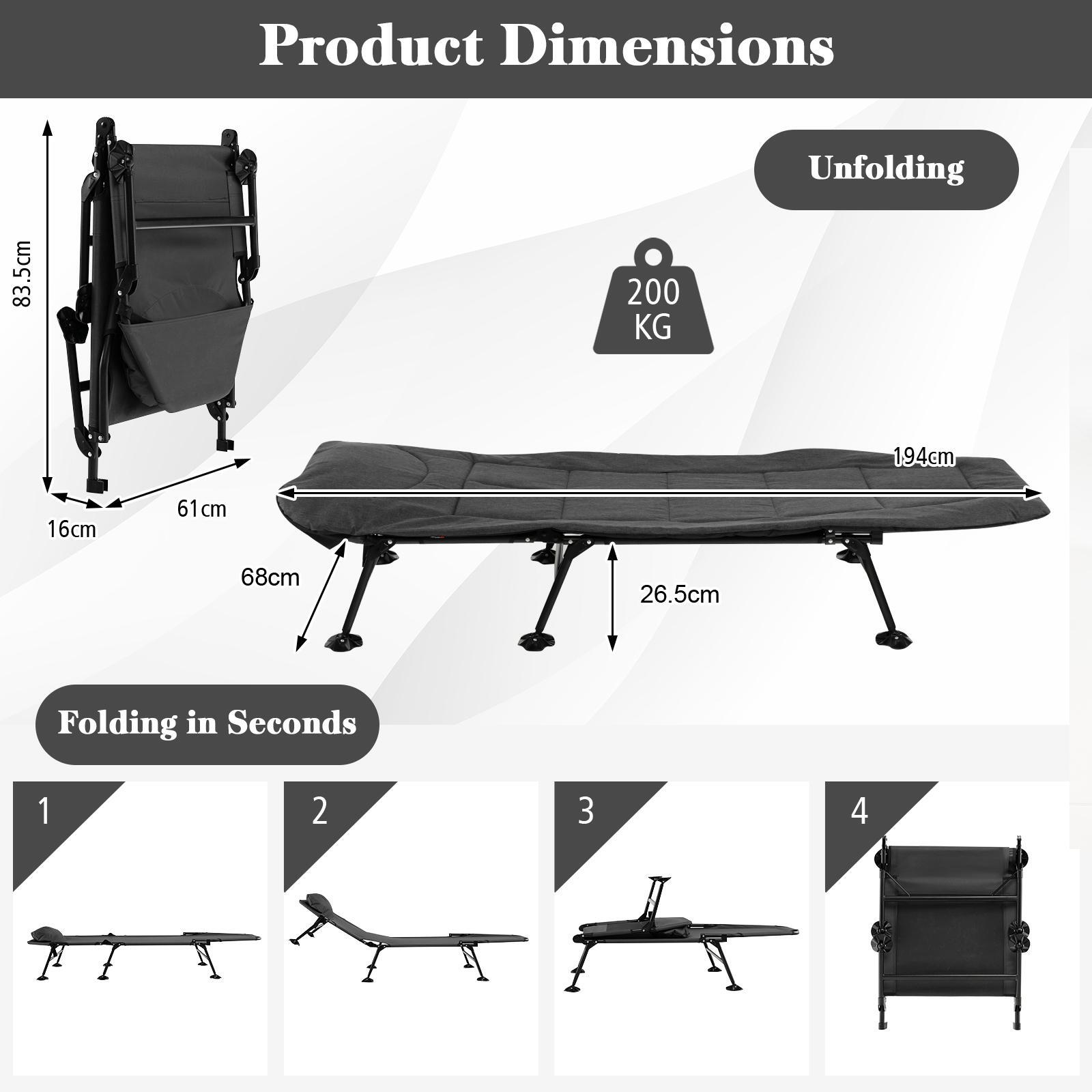 Costway Folding Camping Beds Stretcher W mattress Grey Bunnings Australia