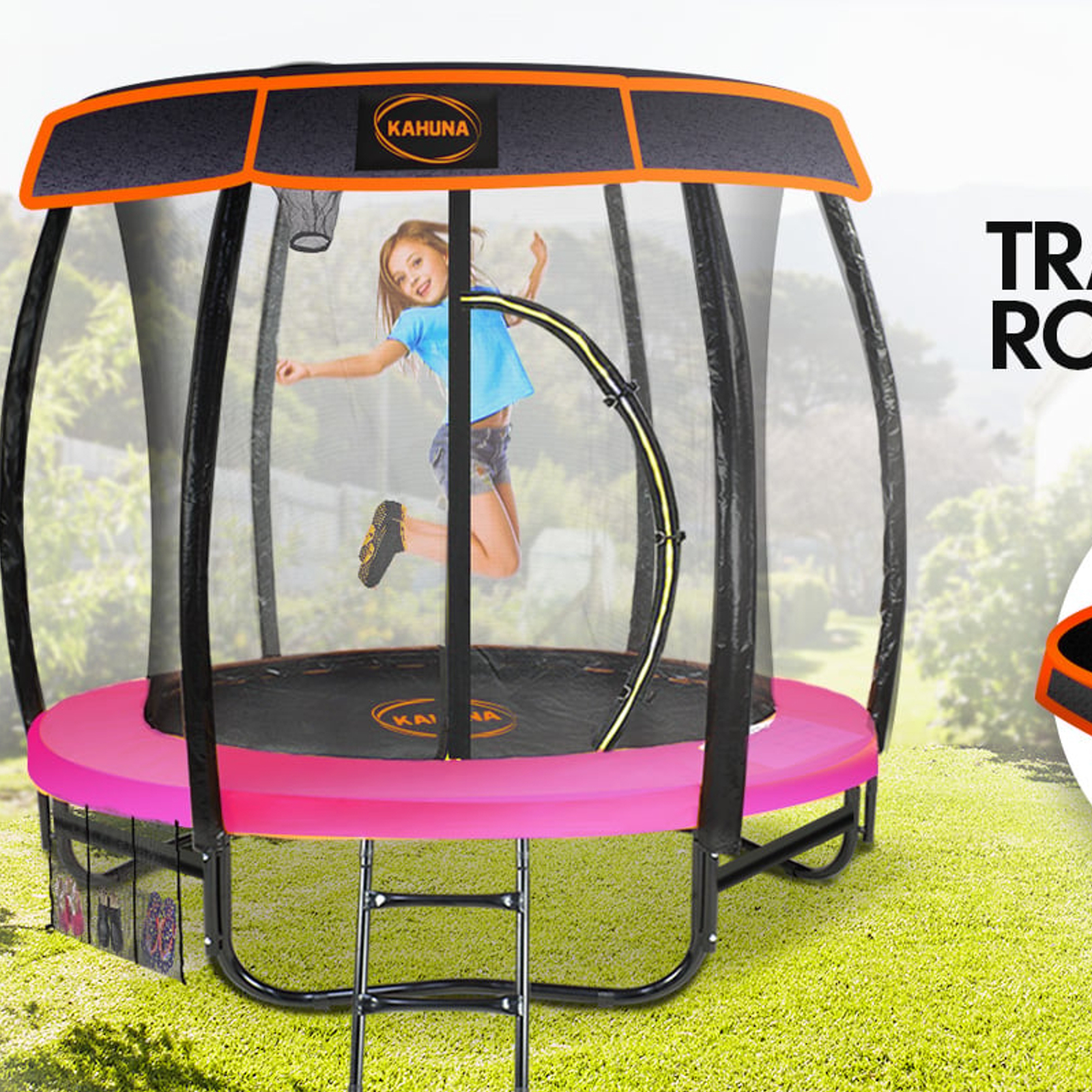 Kahuna Trampoline 6ft With Roof Pink Bunnings Australia