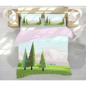 3D Cartoon Tree Lawn 73 Bed Pillowcases Quilt King Single Size