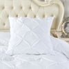 CottonMore 2pcs of Cotton White Diamond Pinch Pleated Euro Cushion Covers 65x65cm