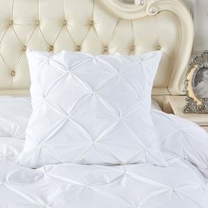 CottonMore 2pcs of Cotton White Diamond Pinch Pleated Euro Cushion Covers 65x65cm