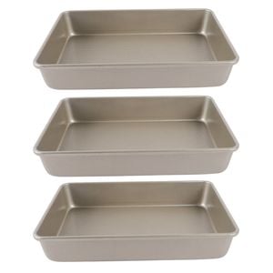 3PK Urban Kitchen Rose Gold Deep Pan Cooking Tray 34x24cm