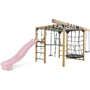Lifespan Kids Orangutan Monkey Bars Jungle Gym Climbing Frame with 2.2m Pastel Pink Slide