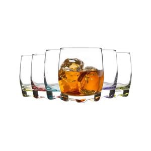 LAV 12 Piece Adora Whiskey Glasses Set - Coloured Liqueur Rocks Old Fashioned Tumblers - Bell Pepper Base - 290ml - Multi