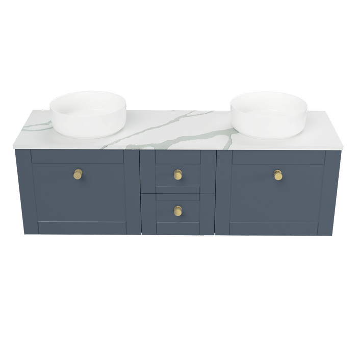 New England Joinery 1500mm Diadem Vanity Double Basin SilkSurface Top Wall Hung