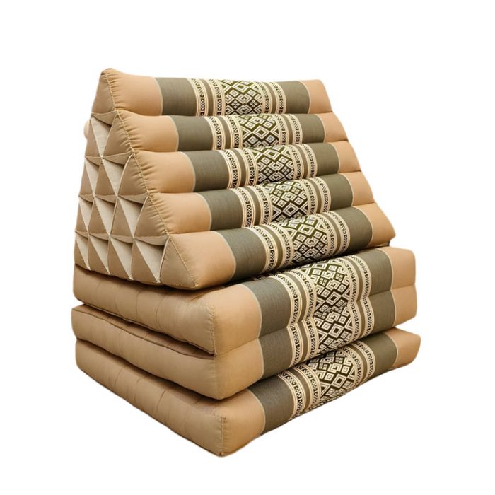 Jumbo Thai Triangle Pillow 3 Fold - Handmade Kapok Daybed Cushion - Cream