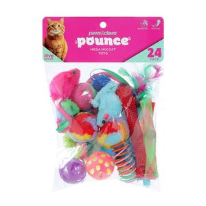 24pc Paws And Claws Pounce Mega Mix Pet Cat Toys Assorted 23x15cm 73g