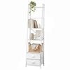 Artiss 5 Tier Bookshelf Ladder Bookcase With Fabric Drawers Display Rack White