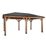 Backyard Discovery Barrington 6.1m x 3.7m Cedar Wood Outdoor Patio Gazebo with Hardtop Galvanised Steel Hip Roof and PowerPort