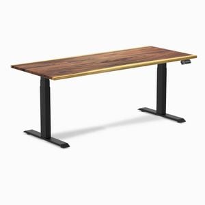 Desky Dual Sit To Stand Saman Hardwood Desk 180x75cm Matte Black Frame