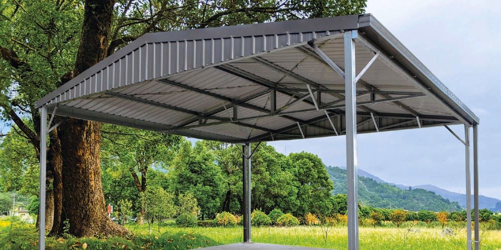 Absco Structures 6.00 x 6.00 x 2.98m Double Gable Carport - Model: WGGCPDN2 Item: 0453502