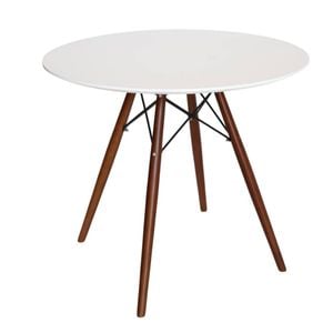 Sk Designer Living | Replica Eames Eiffel Round Wood Dining Table | 80cm - Walnut & White