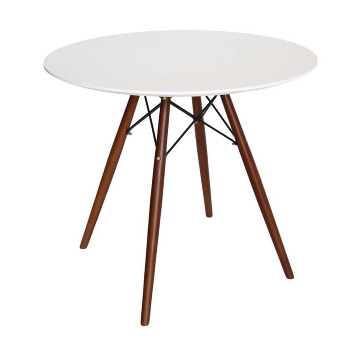Sk Designer Living | Replica Eames Eiffel Round Wood Dining Table | 80cm - Walnut & White